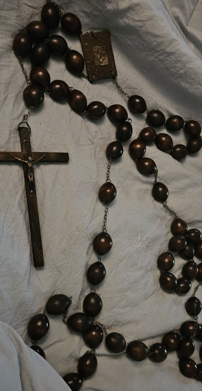 Wall Size 59 Beads Dark Wood Rosary Necklace with Crucifix